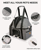 BurgeonNest Top-Expandable Large Cat Carrier, Soft-Sided Cat Bag for Medium & Large Cats Up to 25 lbs, Upgraded Small Dog Car Seat, Pet Travel Bag with Semi-Open Canopy