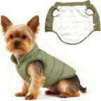 Dog Jacket Waterproof Fleece Dogs Vest Small Dog Coats for Winter Cold Weather Warm Dogs Puffer Jacket Puppy Coat Green Pet Jackets Cat Coats S