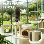 31-inch Flower Cat Tree, Large Cactus Cat Tree Tower Condo with Sisal Scratching Post, Cat Condos, Hammock, Removable Flower Cushion, Multi-Level Pet Activity Center, Pink (Cream White)