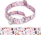 Martingale Dog Collars - Flower Multicolor Cute Patterns, Adjustable Nylon Training Dog Collar Suitable for Boy and Girl Dogs Medium Large Dogs (12, L)
