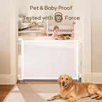 Retractable Safety Baby Gate or Mesh Dog Gate,Durable Portable Mesh Retractable Gate,Easy to Use for Stairs, Doorways, Hallways, Indoor, Outdoor, 33.5" Tall, Up to 45" Wide, White