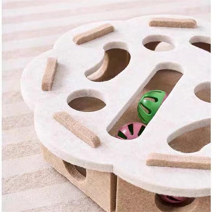 2026 New Cat Nail File Enrichment Box,Cat Scratch Puzzle Enrichment Box,Interactive Cats Toy with 3 Bell Balls for Indoor Cats Self Play,Encourages Hunting Instincts (A)
