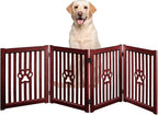 4 Panel Dog Gate - Mahogany - Foldable Wooden Freestanding Pet Gate, 80" L x 23.6" H, for Doorways, Halls & Stairs, 360 Degree Rotated Hinges