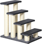 4 Levels Pet Stairs for High Beds Couch, Cute Stair Shaped Cat Tree for Indoor Cats or Dogs with Scratching Post, Hanging Play Ball, Gray