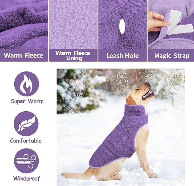 Malier Dog Winter Coat, Reversible Fleece Dog Cold Weather Coats, Windproof Warm Snow Puppy Jacket Vest Pet Clothes for Small Medium Large Dogs (Purple, X-Small)