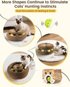 2PCS Upgraded-Magnetic Kitty Kurls Cat Scratcher Toy, Interactive Cardboard Cat Toy for Mental Physical Exercise, Multi-Shape Magic Organ Cat Toy for Indoor Cats Infinite-Flip, Brown/Orange, M