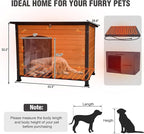 43.3'' Large Heated Outdoor Dog House Weatherproof with Anti-bite Metal Frame, Insulated Dog Kennel with Heating Pad for Outside, Dog Shelter for Small to Large Dogs (Brown)
