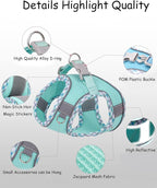 Petank Dog Harness for Small Medium Dogs No Pull, Puppy Harness and Leash Set, Step in Dog Harness for Walking, Running, Training, Small Dog Vest(Green, S)