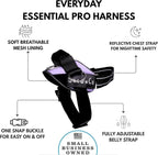 ShawnCo Essential Pro Dog Harness, No-Pull Pet Vest with 3 Leash Clips and Removable, Reflective Side Patches, Adjustable and Padded Harness for Small, Medium and Large Dogs (ICY Lilac, L)