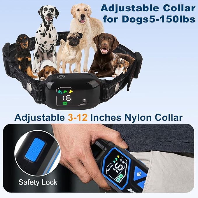 Remote Dog Training Collar Rechargeable IPX7 Waterproof with Beep Vibration & LED Flash Modes 3300ft Range for Small Medium Large Dogs