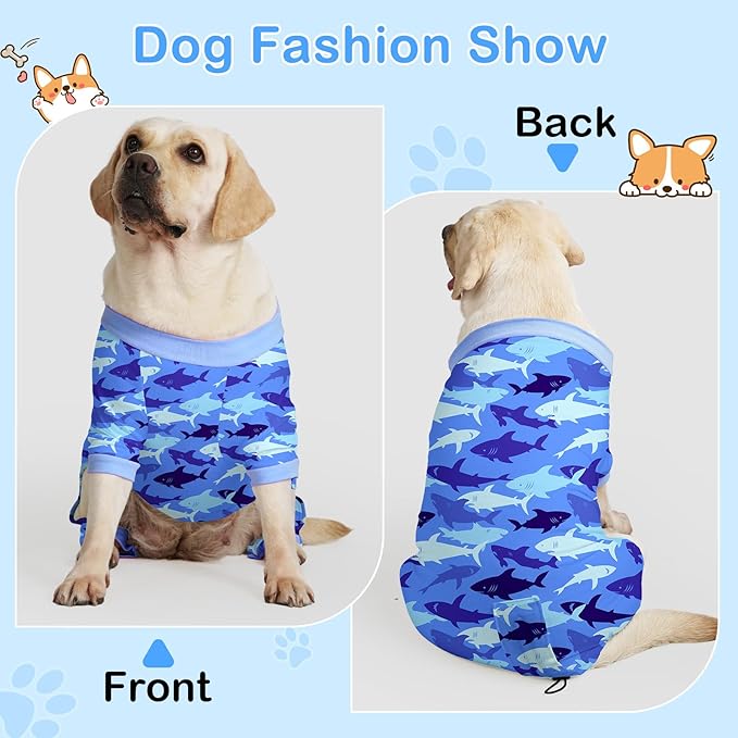 Glittme 2PACK Dog Pajamas Soft Dogs Clothes for Small Medium Dogs Elastic Cats Apparel Breathable Dog Pjs for Puppy