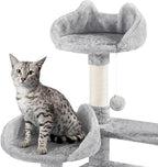 Topeakmart Cat Tree, 67in H Cat Tower for Indoor Cats, Multi-Level Cat Condo with Sscratching Posts & Soft Hammock & Large Basket & Fur Ball Sticks, Light Gray