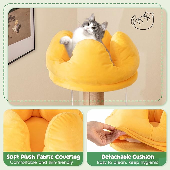 Tangkula Fruit Cat Tree, Multi-Level Cute Cat Tower with Scratching Posts, Padded Top Perch, Strawberry Dangling Balls, Watermelon & Lemon Shaped Platform, Chic Cat Tree for Indoor Cats