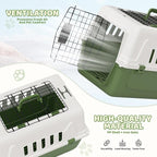 Magshion Pets Plastic Carrier, 22-Inch Hard-Sided 2-Door Top-Loading Kennel for Small Dogs and CatsLonger Traveling, Durable Handle, and 4 Sides Ventilation for Pet Up 22 lbs (White+Green)