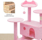 Athena Collection Modern Cat Tree Tower, 77 Inch Tall Cat Tree Climbing Tower with Scratching Post 2 Condo Multi-Level Activity Center and Playing Ball for Indoor Large Adult, Pink