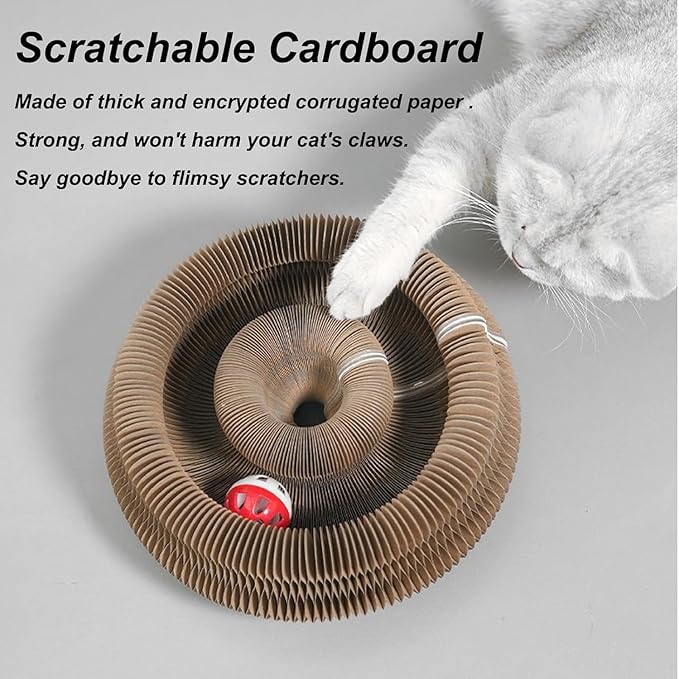 Kitlty Kurliz Cat Toy,Magic Organ Cat Toy,Magic Organ Cat Scratcher Board,Foldable Recyclable Cat Accordion Toy for Indoor Cat Playing,Interactive Scratch Pad with Toy Ball(1pc)