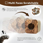 Cat Scratcher House, Cozy Cardboard Design, Safe and Secure for Kittens, Eco-Friendly, Wood Grain (Square)