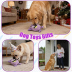 Plush Squeaky Dog Toy, Crinkle Stuffed Dog Toy Keep Them Busy Tug of War Birthday Dog Chew Toy for Small Medium Large Dogs (Purple)