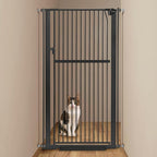 59" Extra Tall Pet Gate - Durable Metal Cat and Dog Gate With Double Safety Lock & Walk Thru Door for Indoor Stairs, Doorways, Hallways - Self Closing/Stay Open/Open Both Ways, Pressure Mounted