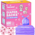 Disposable Diaper Bags (600 ct.) Cherry Blossom Scented Easy Tie Handles Scented Bulk Diaper Sacks Disposable Dog Cat Waste Bags (Cherry Blossom, 600 Bags)