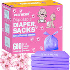 Disposable Diaper Bags (600 ct.) Cherry Blossom Scented Easy Tie Handles Scented Bulk Diaper Sacks Disposable Dog Cat Waste Bags (Cherry Blossom, 600 Bags)
