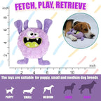 Plush Squeaky Dog Toy, Crinkle Stuffed Dog Toy Keep Them Busy Tug of War Birthday Dog Chew Toy for Small Medium Large Dogs (Purple)