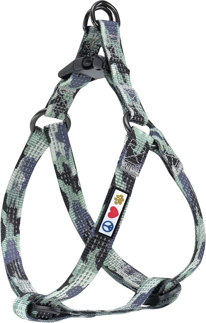 Pawtitas Reflective Step-in Dog Harness – Adjustable No-Pull Vest for Puppies to Seniors, Safe & Comfortable, M Camo Grey