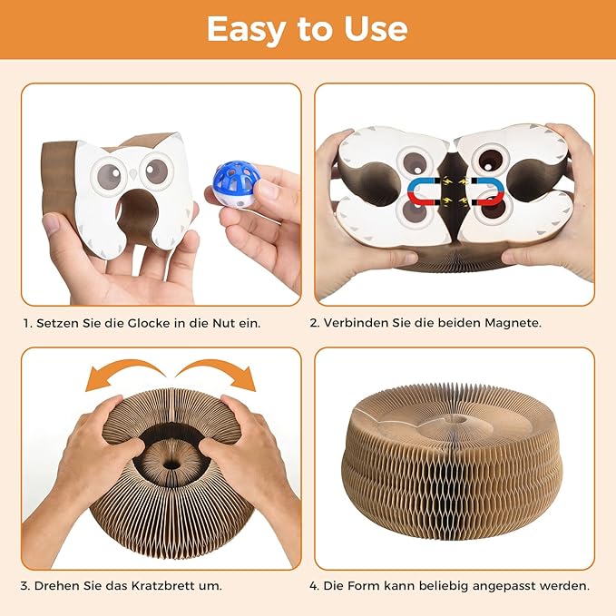 2-Pack Magic Organ Cat Scratcher, Cardboard Cat Toy with Interactive Ball Track, Foldable Cat Toy Cardboard Ring for Indoor Multi-Cat Homes, Kitten Fun Intelligence Exercise & Furniture Protection