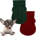 2 Pack Dog Sweaters for Small Dogs, Chihuahua Yorkie Sweater, Puppy Clothes Winter Warm Pullover Clothing, Pet Cat Cold Weather Puppy Cold Outfits