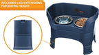 Neater Feeder Deluxe Mess-Proof Elevated Dog Bowls for Large Dogs (40+ lbs), 2 Height Adjustable (14.5” & 17.5”) No-Spill Raised Dog Bowl Stand, Stainless Steel Food Bowl Set, Made in USA, Dark Blue