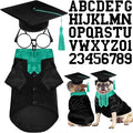5 Pcs Dog Graduation Costume Set Include 2026 Pet Graduation Gown with Stole Puppy Grad Cap Lensless Glasses DIY Letter Stickers for Dogs Cats Holiday Costume Accessory(Black Green,M)