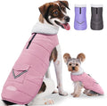 iBuddy Dog Winter Coat for Large Dogs, Easy on Dog Snow Coat Velcro Waterproof Pet Puffer Jacket with Harness Hole Adjustable Reflective Quilted Pet Cold Weather Vest Wind-Poof for Pitbull Boy Girl