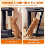 PETSITE 44-inch Multi-Level Cat Tree, Modern Cat Tower with Sisal Scratching Posts, Cozy Condo, Playful Cat Hole, Sisal Covered Ladder, and Dangling Ball, Ideal for Indoor Cats and Kittens (Dark Grey)