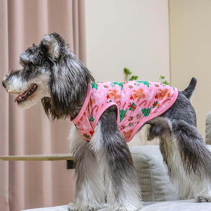 CuteBone Dog Christmas Shirts 2-Pack Soft Pet Clothes Breathable Summer Vest for Small Puppy and Stretchy Cat Apparel 2BX16XL