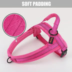Didog Soft Flannel Padded Dog Vest Harness, No Pull/Quick Fit Reflective Dog Strap Harness, Easy for Training Walking (M:Chest 22-26", Hot Pink)