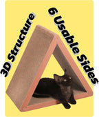 Cat Scratcher Cat Scratching Board - Foldable - Triangle, 6 Usable Sides Scratchers for Indoor Cats, Vertical Cat Scratch Pads(Pack of 3)
