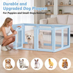 DIY Clear Acrylic Dog Playpen House,Quick Easy Assembly and Disassembly,Strong Floor Suction,Indoor and Outdoor Use,Easy Cleansing Puppy Fence (Sky Blue, 30.3" H, 10PCS)