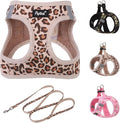 PUPTECK Dog Harness and Leash Set for Small Medium Dogs No Pull Step-in Soft Mesh Puppy Cat Vest Harnesses Reflective at Night, Brown Leopard Print, XS