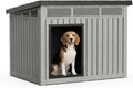 VIXZEN Dog House Outdoor, Indoor Dog House Medium Size Dog with Weatherproof PP Resin Material, Doghouse Outdoor with Openable Roof for Easy Cleaning, Sloped Roof, Air Vents, Easy Assembly (Gray)