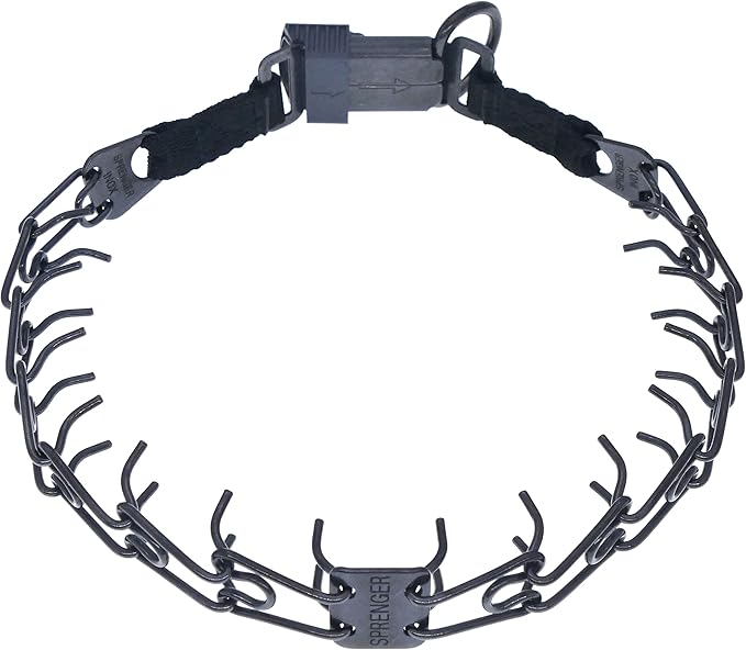 Herm Sprenger Black Stainless Steel Prong Dog Training Collar with Quick Release Buckle No-Pull Collar for Dogs (Black, 20in x 2.25mm (Neck Size Up to 17in))