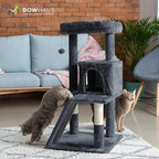 Tall Cat Tree for Indoor Large Cats or Kittens, Multi-Level Cat Activity Tree with Scratching Posts, Hammock, Cat Cave Condo, Modern Cute Small Cat Climbing Tower with Widened Perch