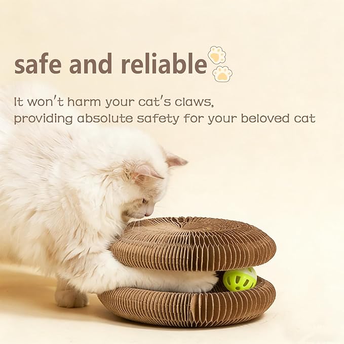 Kitty Cat Toys, Magic Organ Cat Toy,Foldable & Reversible Infinity Style Cat Scratching Board Toy by Recycled Cardboard for Indoor Cats Flip with Fun, 1 Pack
