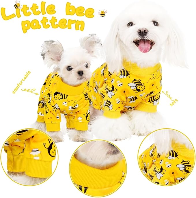 Paiaite Dog Pajamas Onesie: Comfortable Four-Legged Apparel for Small, Medium, & Large Dogs, Polyester Material for Comfort, Wrinkle Resistance, Moisture Wicking, Stretchiness Cute Bee S
