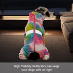 Dog Coats for Small Dogs, Polar Fleece Dog Pajamas Bodysuit, Puppy Onesies Tie Dye Jumpsuits, Dogs Warm Clothes Four-Legged, Doggie Fullbody Winter Jacket Vest