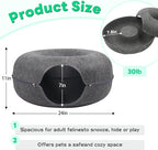 Cat Caves for Indoor Cats, Large Cat Tunnel for Multiple & Large Cats, Scratch Detachable Peekaboo Cat Cave Bed, Kitten Donut Kitty Hideaway Up to 45 Lbs