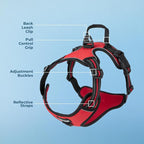 Voyager Dog Harness Dual Leash Attachment No-Pull Control Adjustable Soft but Strong Pet Harness for Medium and Large Dogs with 3M Reflective Technology, Red Lattice Nylon, XS (Chest: 13-16")