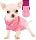 Chihuahua Yorkie Sweater, 2 Pieces Dog Sweaters for Small Dogs, Turtleneck Knitted Dog Clothes for Small Dogs, Winter Warm Pullover Sweaters, Pet Cat Sweater Cold Weather Puppy Clothes Outfits XS