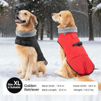 Mihachi Dog Coat for Large Dogs, Warm Dog Winter Coat Waterproof Dogs Jacket with Harness Built in Reflective Pet Fleece Vest, Puppy Cold Weather Coats Turtleneck & Windproof Pet Snowsuit, Red L