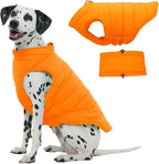 Dog Coats for Large Dogs Winter Waterproof, Zip Up Lightweight Vest for Dogs, Orange Pet Snow Jacket, Winter Outdoor Dog Camping Jackets for Weimaraner, Pointer, Labrador, Orange XL