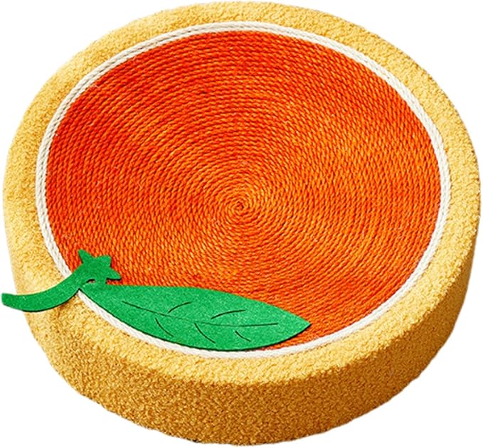 Cat Scratcher Bed Lounge Round Anti Slip Bottom 40cm Mat Cat Scratch Pad for Indoor Cats to Play, Rest, Grind Kitten Training, Orange